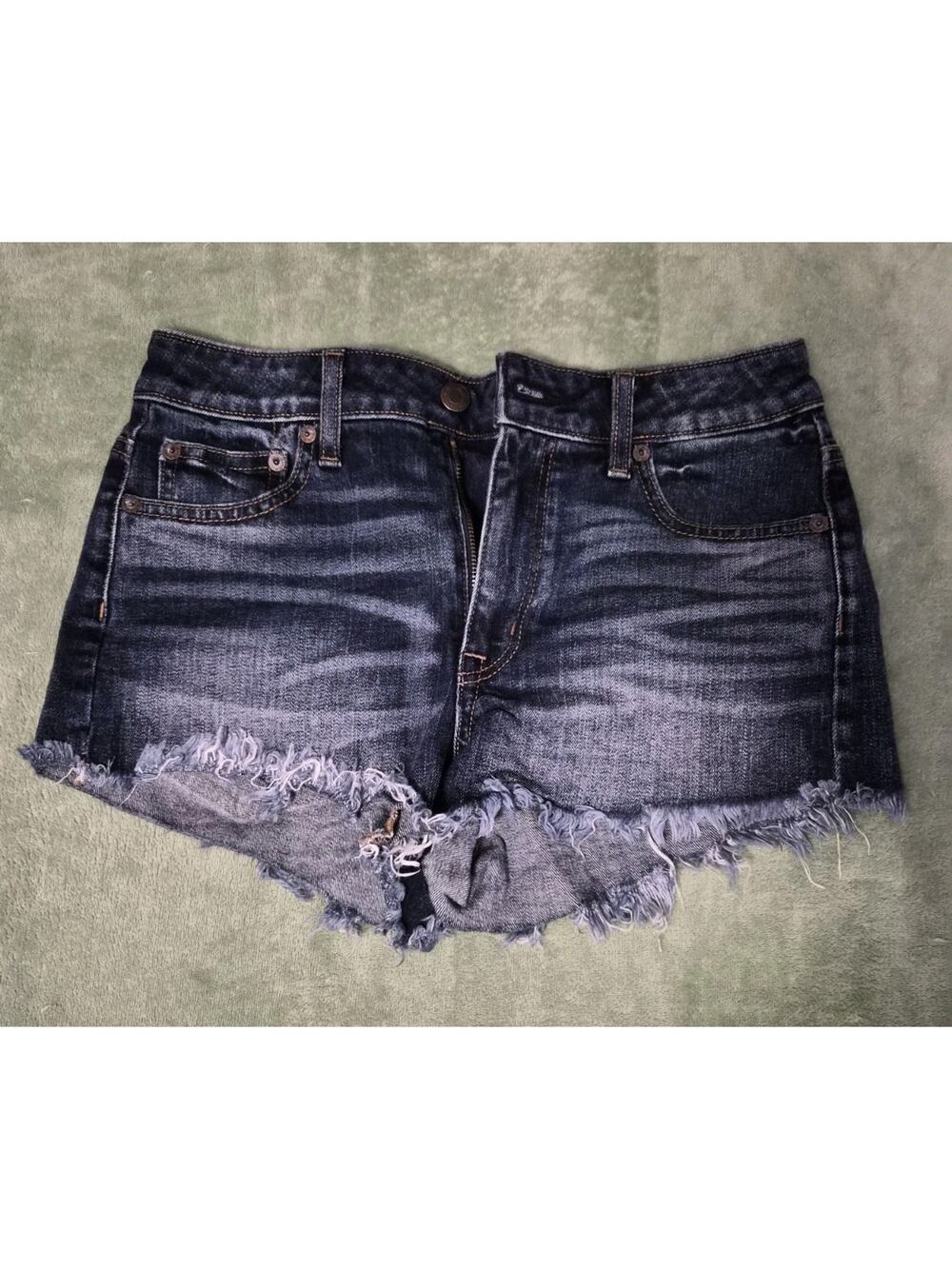 Size 4 American Eagle Vintage Hi-rise Festival Denim Dark Wash Distressed Shorts